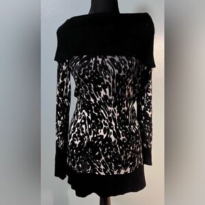 Cache Black and White Animal Print sweater dress/ tunic